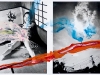 Nobuyoshi Araki, “Untitled”, 2007, b/w photograph, acrylic, cm 60 x 100 total, two parts, ph: Luigi Acerra
